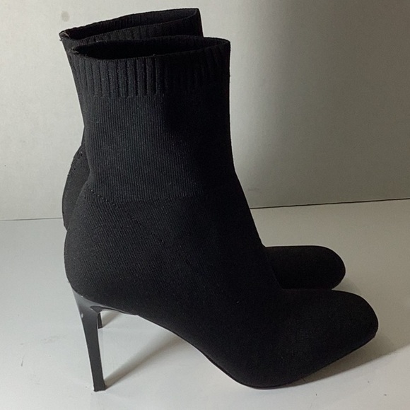 INC Womens Black Knit Sock Styling Padded Vidalia Square Toe Stiletto Dress Boot - Picture 6 of 9